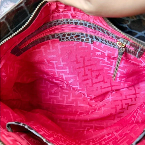 Elaine Turner Brown Croc-Embossed Satchel with Gold Hardware - Picture 10 of 10